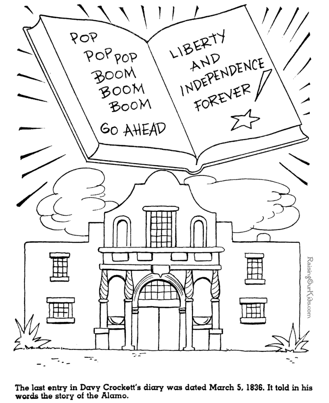Story of the Alamo early history coloring pages