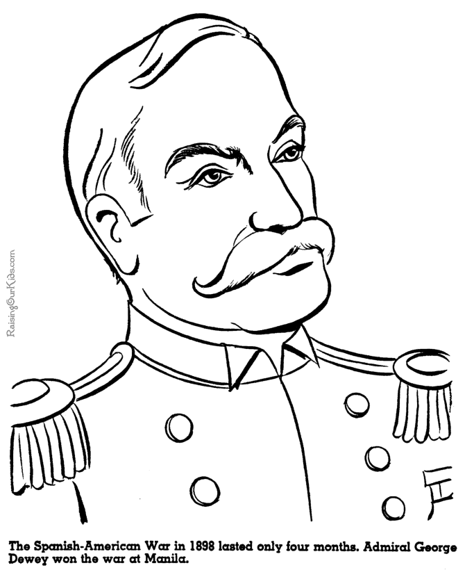 Admiral George Dewey - American history people kid coloring pages