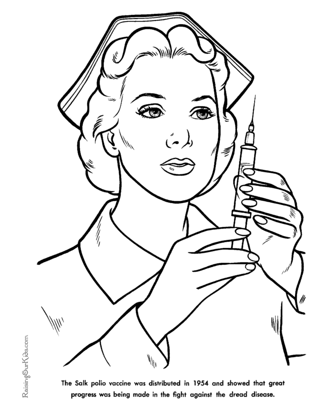 Salk Polio Vaccine - American History and coloring pages for kids