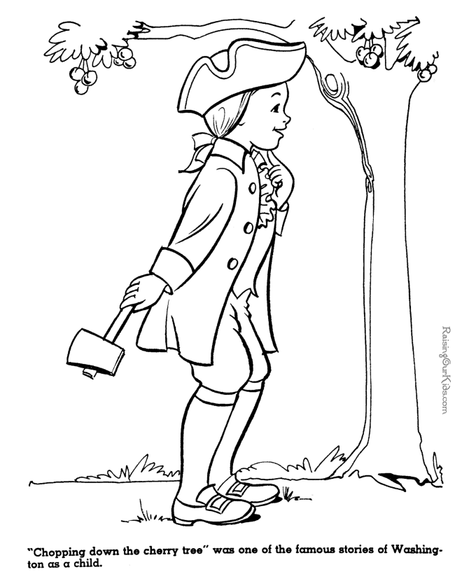 Free Coloring Pages George Washington Cherry Tree